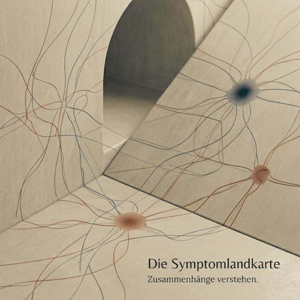 Abstrakte Darstellung neurophysiologischer Verbindungen und Regulationssysteme für den OsteoAyur®-Artikel „Die Symptomlandkarte“.